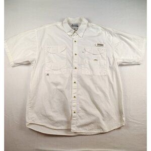 Columbia PFG White Button Up Shirt Short Sleeve Fishing Outdoor Mens XL